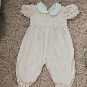 Baby Girls' Pink Peter Pan Collar One-Piece Romper KATE AND LIBBY